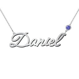 Script Name Necklace with Birthstone
