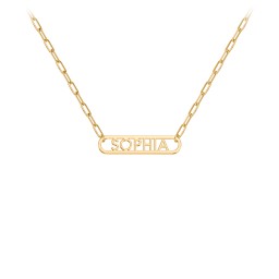 Framed Name Necklace with Mini Paperclip Chain in 18K Gold Plated Silver