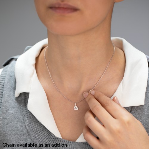 Engravable Sideways Heart Charm – Sterling Silver with Pink Tourmaline