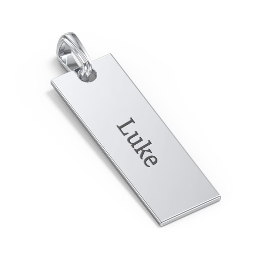 Men's Engravable Long Tag Pendant – Sterling Silver
