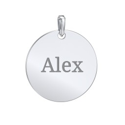 Men's Engravable Disc Pendant in 925 Sterling Silver