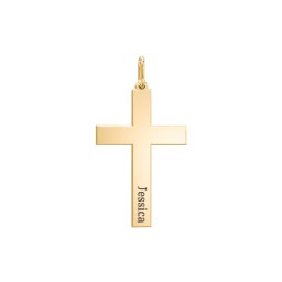 Classic Engravable Cross Charm in 18K Gold Plated Silver