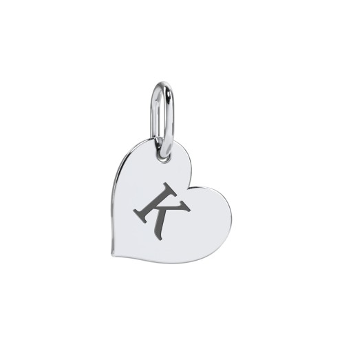 Initial Heart Charm – Sterling Silver