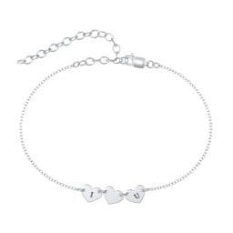 Triple Heart Engravable Anklet