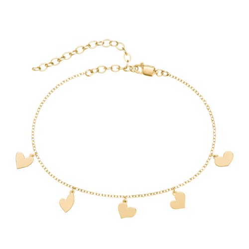 Multi Heart Charm Anklet – 18K Gold Plated Silver