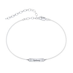 Mini Engravable Bar Anklet – Sterling Silver