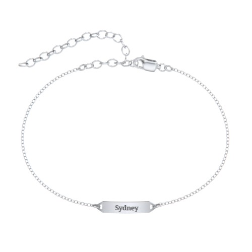 Mini Engravable Bar Anklet – Sterling Silver