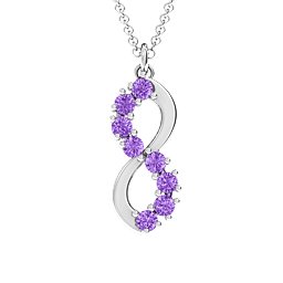 8 Stone Infinity Pendant in 925 Sterling Silver with Amethyst