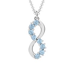 8 Stone Infinity Pendant – Sterling Silver with Aquamarine