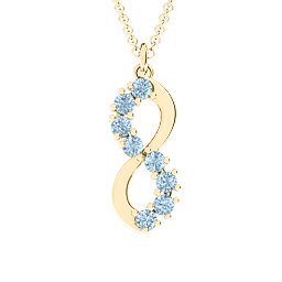 8 Stone Infinity Pendant in 10K Solid Yellow Gold with Aquamarine