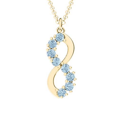 8 Stone Infinity Pendant – 10K Yellow Gold with Aquamarine