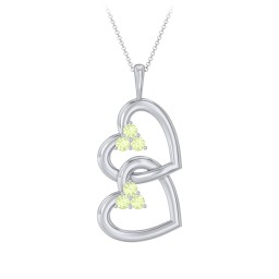 Unity Interlocking Hearts Birthstone Pendant in 925 Sterling Silver with Peridot