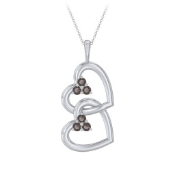 Unity Interlocking Hearts Birthstone Pendant in 925 Sterling Silver with Smokey Quartz