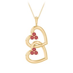 Unity Interlocking Hearts Birthstone Pendant in 10K Solid Yellow Gold with Garnet