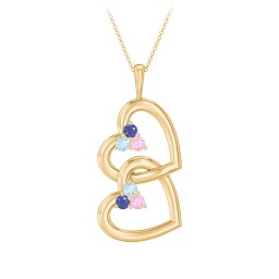 Unity Interlocking Hearts Birthstone Pendant in 10K Solid Yellow Gold