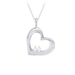 Engravable Tilted Heart 2 Stone Pendant