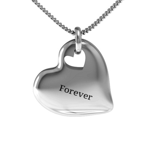 Heartfelt Solid Heart with Heart Cutout Pendant – Sterling Silver