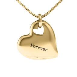 Heartfelt Solid Heart with Heart Cutout Pendant in 10K Solid Yellow Gold with Emerald, Ruby, Cubic Zirconia, Amethyst, and Blue Sapphire