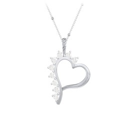 Shepherd Floating Gemstone Heart Pendant in 925 Sterling Silver with Diamond