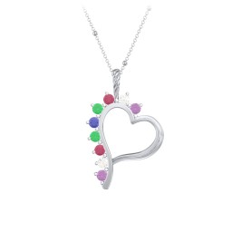 Shepherd Floating Gemstone Heart Pendant in 925 Sterling Silver with Amethyst, Cubic Zirconia, Ruby, Emerald, and Blue Sapphire