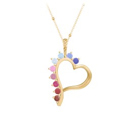 Shepherd Floating Gemstone Heart Pendant in 10K Solid Yellow Gold
