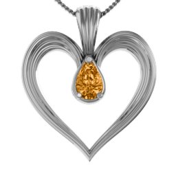 Fountain Heart Pendant with Pear Gemstone