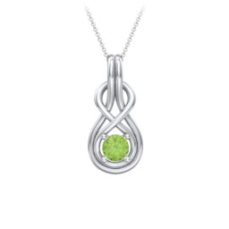 Infinity Love Knot Pendant in 925 Sterling Silver with Peridot
