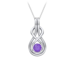 Infinity Love Knot Pendant in 925 Sterling Silver with Amethyst