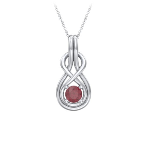 Infinity Love Knot Pendant – Sterling Silver with Ruby