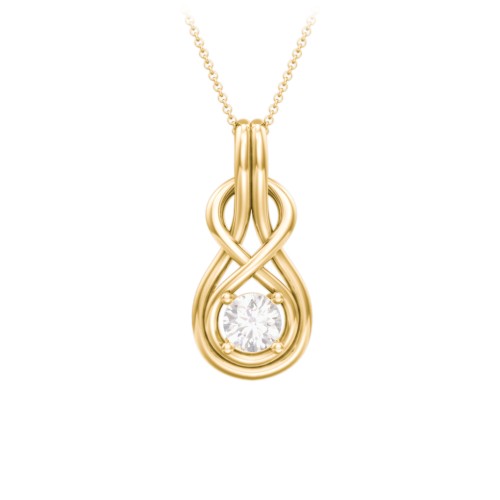 Infinity Love Knot Pendant – 10K Yellow Gold with Diamond