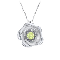 Flourishing Rose Pendant in 925 Sterling Silver with Peridot