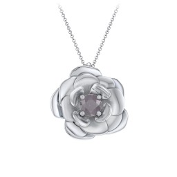 Flourishing Rose Pendant in 925 Sterling Silver with Alexandrite