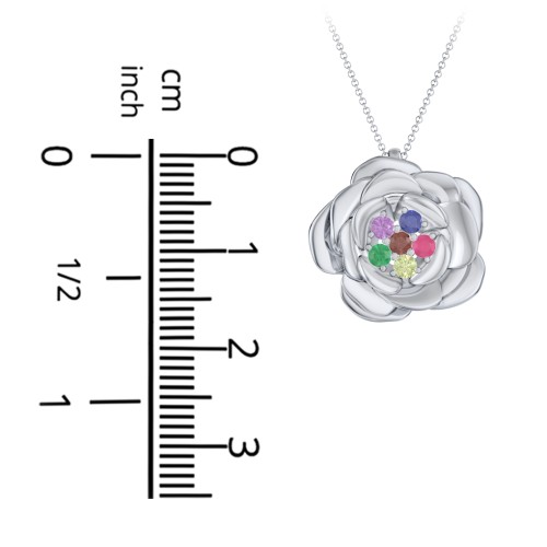 Family Rose Birthstone Pendant – 10K Yellow Gold with Orange Sapphire, Green Sapphire, Peridot, Fancy Yellow Premium Zirconia, and Citrine