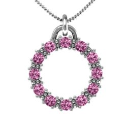 Circle of Life Pendant in 925 Sterling Silver with Pink Sapphire