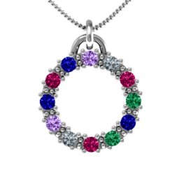 Circle of Life Pendant in 925 Sterling Silver with Amethyst, Cubic Zirconia, Ruby, Emerald, and Blue Sapphire