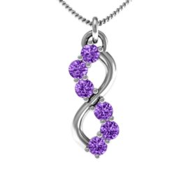 Six Stone Infinity Pendant in 925 Sterling Silver with Amethyst