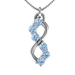 Six Stone Infinity Pendant in 925 Sterling Silver with Aquamarine