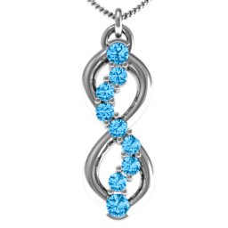 Nine Stone Infinity Pendant in 925 Sterling Silver with Blue Topaz