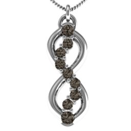 Nine Stone Infinity Pendant in 925 Sterling Silver with Smokey Quartz