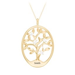 4-15 Stones Oval Family Tree Pendant