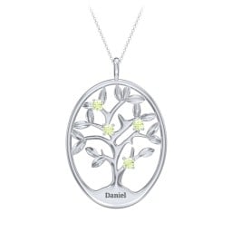 4-15 Stones Oval Family Tree Pendant