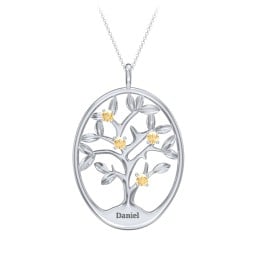 4-15 Stones Oval Family Tree Pendant