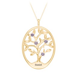 4-15 Stones Oval Family Tree Pendant