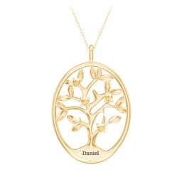 4-15 Stones Oval Family Tree Pendant