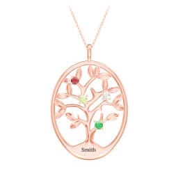 4-15 Stones Oval Family Tree Pendant
