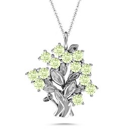 Petite Family Tree Pendant in 925 Sterling Silver with Peridot and Blue Sapphire