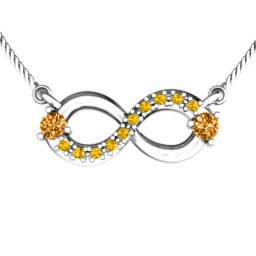 Double Stone Horizontal Infinity Pendant with Accents
