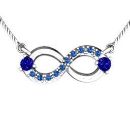 Double Stone Horizontal Infinity Pendant with Accents