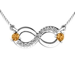 Double Stone Horizontal Infinity Pendant with Accents