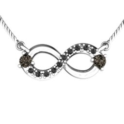 Double Stone Horizontal Infinity Pendant with Accents in 925 Sterling Silver with Smokey Quartz, Black Premium Zirconia, Emerald, Citrine, Peridot, Blue Sapphire, Cubic Zirconia, Garnet, and Ruby